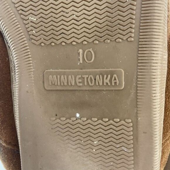 Minnetonka Women's Suede Faux Fur Lined Shearling Ankle Boot Brown Tan Size 10 - Picture 8 of 9